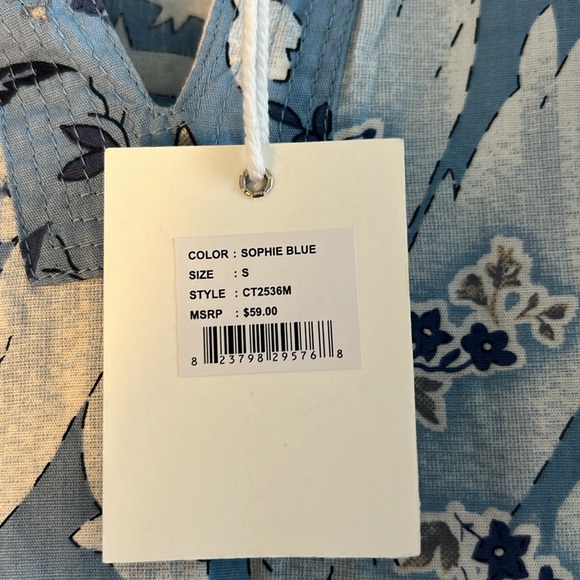 jennifer & grace top with cute blue floral pattern NWT size Small - Picture 4 of 4